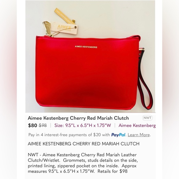 Aimee Kestenberg Cherry Red Mariah Clutch - Picture 8 of 8